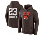 Men's Cleveland Browns #23 Martin Emerson Jr. Brown Team Wordmark Player Name & Number Pullover Hoodie