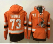 Men's Cleveland Browns #73 Joe Thomas NEW Orange Pocket Stitched NFL Pullover Hoodie