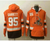 Men's Cleveland Browns #95 Myles Garrett NEW Orange Pocket Stitched NFL Pullover Hoodie