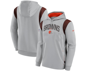 Men's Cleveland Browns Gray Sideline Stack Performance Pullover Hoodie