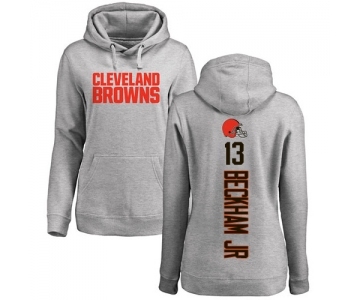 Football Women's Cleveland Browns #13 Odell Beckham Jr. Ash Backer Pullover Hoodie