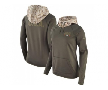 Women Cleveland Browns Nike Olive Salute to Service Performance Pullover Hoodie