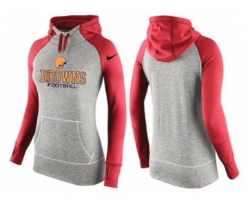 Women Nike Cleveland Browns Performance Hoodie Grey & Red_1