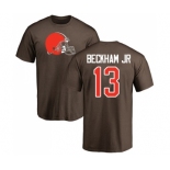 Football Cleveland Browns #13 Odell Beckham Jr. Brown Name & Number Logo T-Shirt