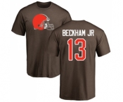 Football Cleveland Browns #13 Odell Beckham Jr. Brown Name & Number Logo T-Shirt