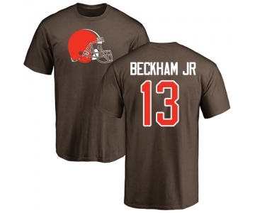 Football Cleveland Browns #13 Odell Beckham Jr. Brown Name & Number Logo T-Shirt