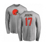 NFL Nike Cleveland Browns #17 Greg Joseph Ash Name & Number Logo Long Sleeve T-Shirt