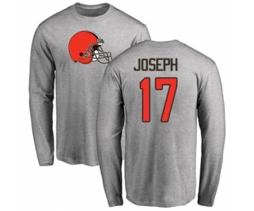 NFL Nike Cleveland Browns #17 Greg Joseph Ash Name & Number Logo Long Sleeve T-Shirt