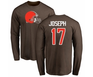 NFL Nike Cleveland Browns #17 Greg Joseph Brown Name & Number Logo Long Sleeve T-Shirt