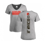 Football Women's Cleveland Browns #13 Odell Beckham Jr. Ash Backer V-Neck T-Shirt