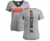 Football Women's Cleveland Browns #13 Odell Beckham Jr. Ash Backer V-Neck T-Shirt