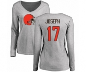 NFL Women's Nike Cleveland Browns #17 Greg Joseph Ash Name & Number Logo Long Sleeve T-Shirt