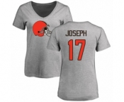 NFL Women's Nike Cleveland Browns #17 Greg Joseph Ash Name & Number Logo T-Shirt