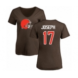 NFL Women's Nike Cleveland Browns #17 Greg Joseph Brown Name & Number Logo T-Shirt