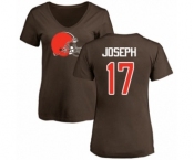 NFL Women's Nike Cleveland Browns #17 Greg Joseph Brown Name & Number Logo T-Shirt