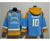 Men's Los Angeles Chargers #10 Justin Herbert Blue Ageless Must-Have Lace-Up Pullover Hoodie