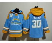 Men's Los Angeles Chargers #30 Austin Ekeler Blue Ageless Must-Have Lace-Up Pullover Hoodie