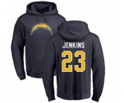 NFL Nike Los Angeles Chargers #23 Rayshawn Jenkins Navy Blue Name & Number Logo Pullover Hoodie