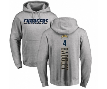 NFL Nike Los Angeles Chargers #4 Michael Badgley Ash Backer Pullover Hoodie