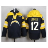 Nike San Diego Chargers #12 Jacoby Jones Navy Blue Player Pullover Hoodie