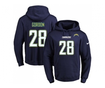 Nike San Diego Chargers #28 Melvin Gordon Navy Blue Name & Number Pullover NFL Hoodie