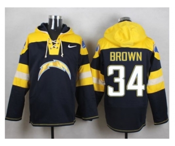 Nike San Diego Chargers #34 Donald Brown Navy Blue Player Pullover Hoodie