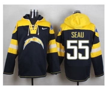 Nike San Diego Chargers #55 Junior Seau Navy Blue Player Pullover Hoodie