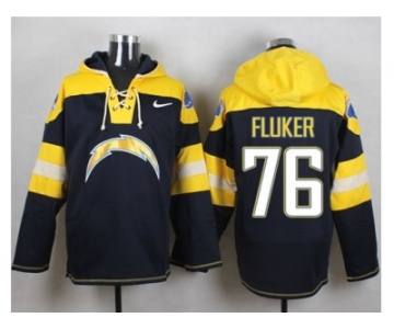 Nike San Diego Chargers #76 D.J. Fluker Navy Blue Player Pullover Hoodie