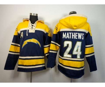 nike nfl jerseys san diego chargers #24 ryan mathews yellow-blue[pullover hooded sweatshirt]