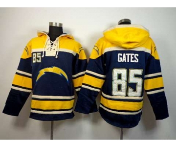 nike nfl jerseys san diego chargers #85 gates yellow-blue[pullover hooded sweatshirt]