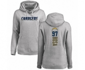 Football Women's Los Angeles Chargers #97 Joey Bosa Ash Backer Pullover Hoodie