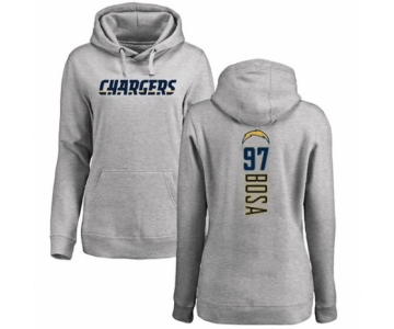 Football Women's Los Angeles Chargers #97 Joey Bosa Ash Backer Pullover Hoodie