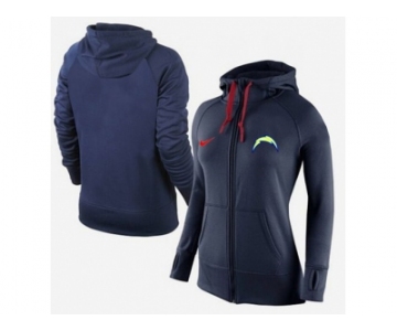 Women Nike San Diego Chargers Full-Zip Performance Hoodie Dark Blue