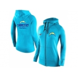 Women Nike San Diego Chargers Full-Zip Performance Hoodie Light Blue