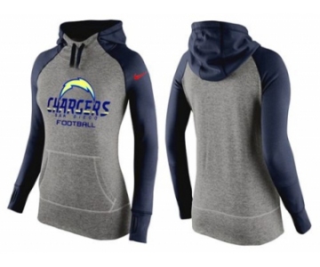 Women Nike San Diego Chargers Performance Hoodie Grey & Dark Blue