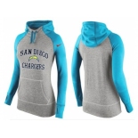 Women Nike San Diego Chargers Performance Hoodie Grey & Light Blue