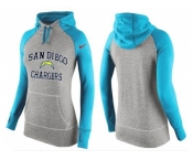 Women Nike San Diego Chargers Performance Hoodie Grey & Light Blue