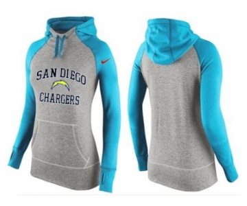 Women Nike San Diego Chargers Performance Hoodie Grey & Light Blue