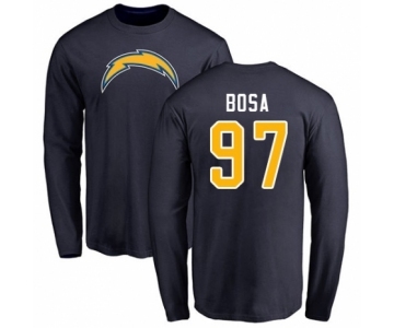 Football Los Angeles Chargers #97 Joey Bosa Navy Blue Name & Number Logo Long Sleeve T-Shirt