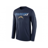 Men's San Diego Chargers Nike Navy Legend Staff Practice Long Sleeves Performance T-Shirt