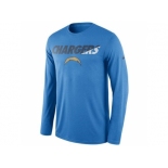 Men's San Diego Chargers Nike Powder Blue Legend Staff Practice Long Sleeves Performance T-Shirt