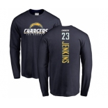 NFL Nike Los Angeles Chargers #23 Rayshawn Jenkins Navy Blue Backer Long Sleeve T-Shirt