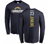 NFL Nike Los Angeles Chargers #23 Rayshawn Jenkins Navy Blue Backer Long Sleeve T-Shirt