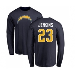 NFL Nike Los Angeles Chargers #23 Rayshawn Jenkins Navy Blue Name & Number Logo Long Sleeve T-Shirt