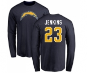 NFL Nike Los Angeles Chargers #23 Rayshawn Jenkins Navy Blue Name & Number Logo Long Sleeve T-Shirt