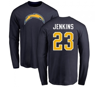 NFL Nike Los Angeles Chargers #23 Rayshawn Jenkins Navy Blue Name & Number Logo Long Sleeve T-Shirt