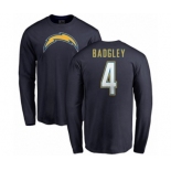 NFL Nike Los Angeles Chargers #4 Michael Badgley Navy Blue Name & Number Logo Long Sleeve T-Shirt