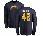 NFL Nike Los Angeles Chargers #42 Uchenna Nwosu Navy Blue Name & Number Logo Long Sleeve T-Shirt