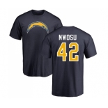 NFL Nike Los Angeles Chargers #42 Uchenna Nwosu Navy Blue Name & Number Logo T-Shirt