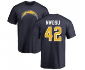 NFL Nike Los Angeles Chargers #42 Uchenna Nwosu Navy Blue Name & Number Logo T-Shirt